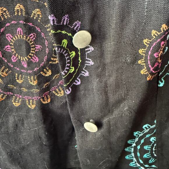 Alexandra Bartlett LINEN Black Embroidered Jacket size 2X - Picture 5 of 12